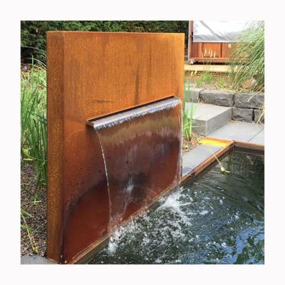 China Minimalist Factory Customize Corten Steel Cascading Sculpture Landscape Feature Water Fountain for sale