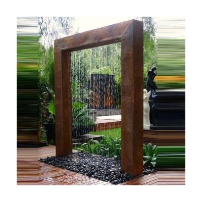 China Minimalist Factory Customize Garden Fountain Corten Steel Rain Curtain Water Feature for sale