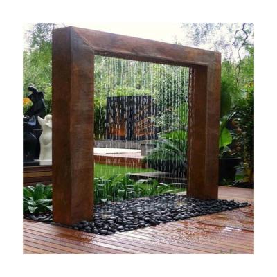 China Minimalist Factory Customize Outdoor Garden Ornaments Corten Steel Steel Rain Curtain Water Features for sale