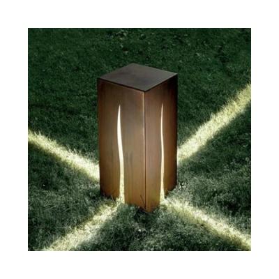 China Minimalist Customized Outdoor Art Landscape Corten Steel Lamp Box For Lighting Pathways for sale