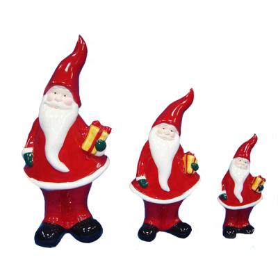 China Santa Claus Ceramic Statues Handmade Christmas Small Decoration Handmade for sale