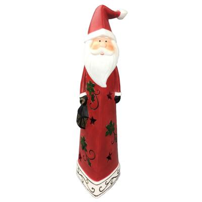 China Red Ceramic Bisque Santa Clause Figurine Christmas Home Decoration Ornament for sale