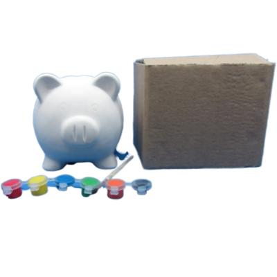 China Modern unpainted ceramic cheap painting piggy bank for kids for sale