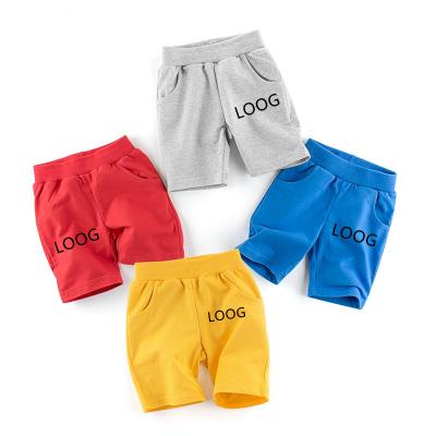 China Custom Made Toddler Boys Kids Summer Breathable Shorts 100% Cotton Solid Logo Beach Shorts Casual Shorts for sale