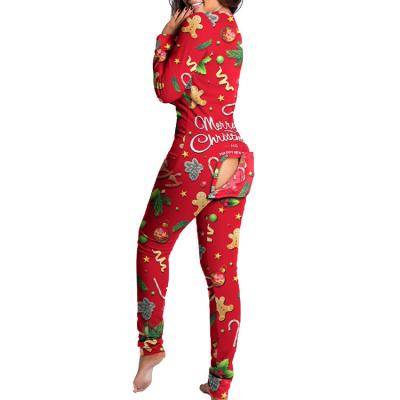 China Wholesale QUICK DRY QUICK DRY women print female pajamas Valentine Christmas Onesie Year Long sleepwear overall butt fin new for sale