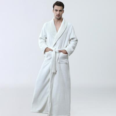 China Wholesale Custom Made Men's Coral Fleece Bathrobe Men's Long Winter Long Robe Warm QUICK DRY QUICK DRY for sale