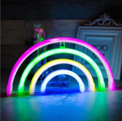 China Best Gift Hot Sale PVC Rainbow Neon Lamp Colorful Led Projector Rainbow Led Night Light By Battery And USB Powered for sale