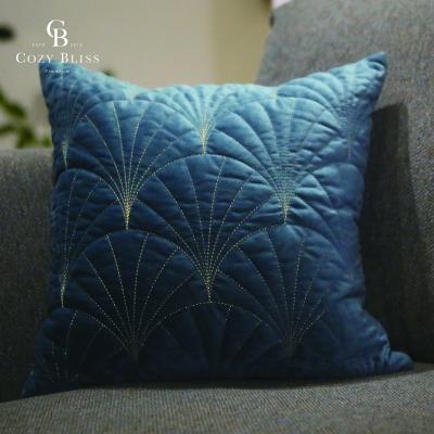 China Bliss Luxury Woven Velvet Leaf Emb Cushion Anti-static Comfortable Decorative Cover for Home for sale