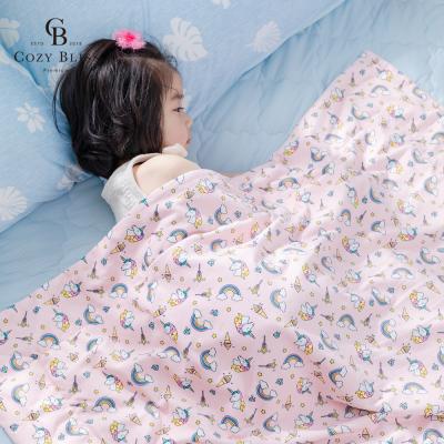 China Bliss Unicorn Velor Nylon Baby Blanket Comfy Viable for Kids Summer Throw Blanket Kids Cooling Bedding for sale