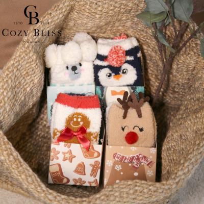 China Bliss Funny Cartoon Sleep Warm Comfortable Breathable Hoops Soft Fluffy Plush Floor Sock As Christmas Gift for sale