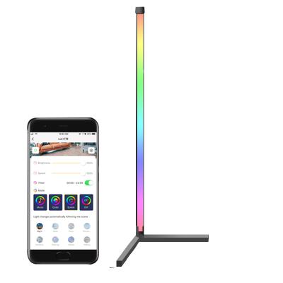 China Modern Residential Modern Remote Control Vertical Color Changing RGB Led Corner Floor Lamp for sale