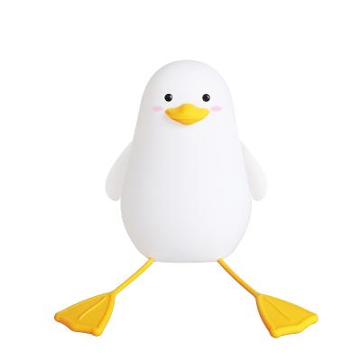 China Modern Penguin LED Night Light Silicone USB Rechargeable Bedside Table Lamp Cartoon Mobile Phone Bracket Gift for sale