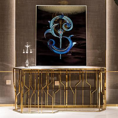 China (Other) new design ironrod adjustable console table with mirror marble top console table mirrored unique tv wall mounted console table for sale