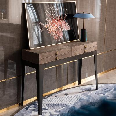 China (Other) Modern adjustable console table silver and mirror table set for hallway stainless steel diamond mirrored console with marble top mirror for sale