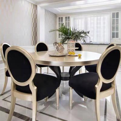 China Nordic Luxury Extendable Dining Furniture Gold Round Dining Table Set 8 Seater Modern Wood Dining Table And Chair Set For 6 8 10 12 for sale