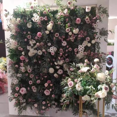 China New Design S02374 Wedding Decoration Flower Panels Silk Artificial Flower Wall Decorations White Wall For Party Restaurant Wall Decor for sale