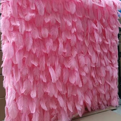 China High Quality Luxury Flower Wall For Sale V081 3D Flower Wall Artificial Flower Wall Decoration Flower Wall Backdrop Luxury Wedding Decor Light Pink Feather Wall for sale