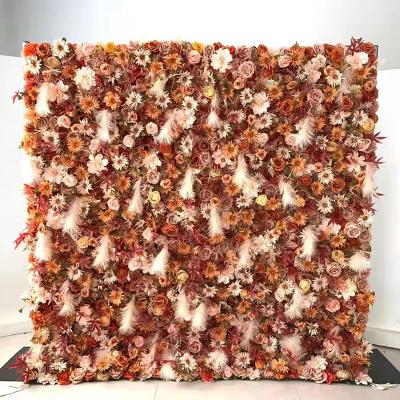 China Luxury high quality flower wall for sale V080 3D wrap up curtain artificial flower wall boho pampas grass wall backdrop flowerwall pampas grass flower panel wedding for sale