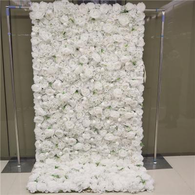 China Wedding decoration FBY02S-18 wholesale home decorative flower wall panel decor wedding background wedding decoration roll up white flower wall for deco for sale