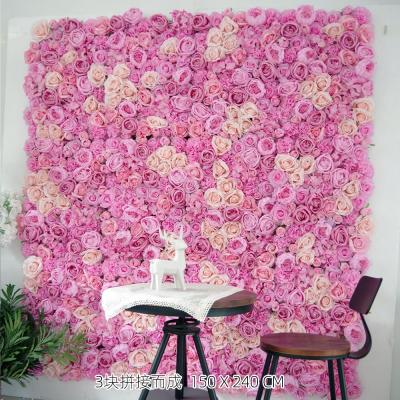 China H05066 3D Flower Backdrops Girls Pink Weeding Birthday Party Pink Wall Background Flowers Bridal Shower Birthday Ceremony Decor for sale