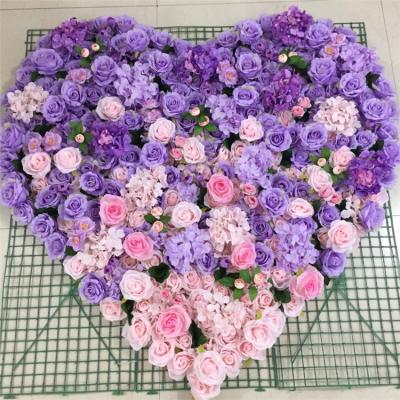 China H05075 Artificial Flower Wall New Product Heart Shaped Wedding Backdrop Decoration Rose Flower Wall for sale