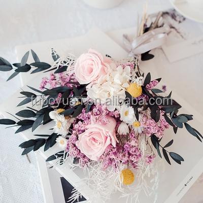 China Dry Flower Bouquet by Dry Flower E07484 Rose Home Wedding Dry Flower Bouquet Preserved Floral Wedding Gift for sale