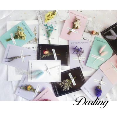 China S02138 Europe Hot Sale Wholesale Dry Flower Card Birthday Greeting Cards With Dry Flower Thanksgiving Blessing Mothers Day Card for sale