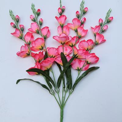 China New Touch Natural Hot Selling Natural Looking Gladiolus Artificial Silk White Flowers For Decor for sale