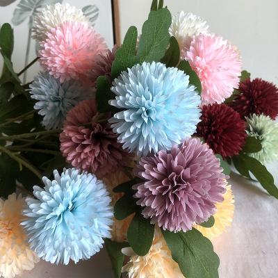 China D050690 Long Lasting Faux Ball Chrysanthemum Flowers With Stem Simple Faux Flower Arrangements Home Decoration for sale