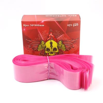 China Wholesale Supplies Fuchsia Hygiene Factory Wholesale Plastic Disposable Tattoo Clip Rope Sleeve Bags With Multi Colors 50*800mm for sale