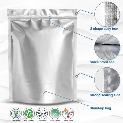 China Barrier Factory Custom Stand Up Aluminum Foil Three Side Sealing Mylar Bag Zip Food Packaging Pouch With Zip Lock for sale