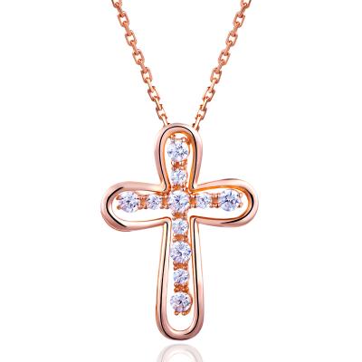 China Fancy Design Micropave Jewelry Cross Gemstone Imitation Sterling Silver Necklace Environmentally Friendly for sale