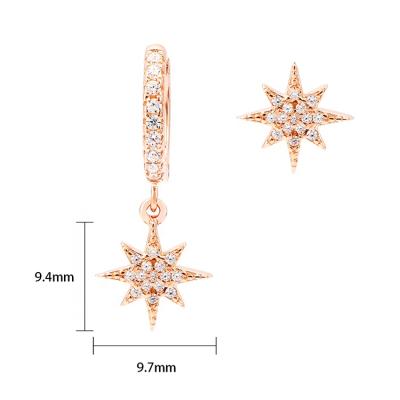 China Environmentally Friendly Gold Exclusive Jewelry 925 Gem Pendent Star Drop Silver Zircon Earrings D.C.A. for sale