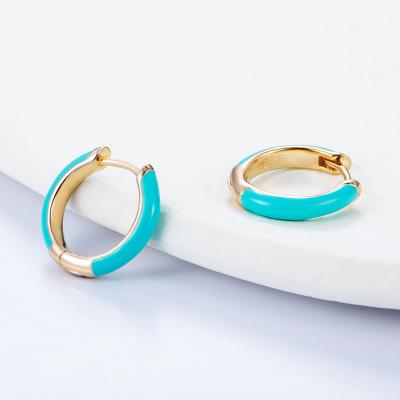 China Female Jewelry 18K Gold Plated Color Enamel S925 Sterling Silver Stud Earrings Ocean Friendly Environmental Friendly for sale