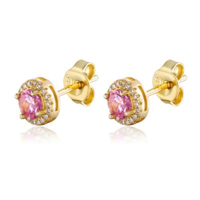 China Environmental Friendly 925 Sterling Silver 18k Gold Plated Stud Diamond Earrings for sale