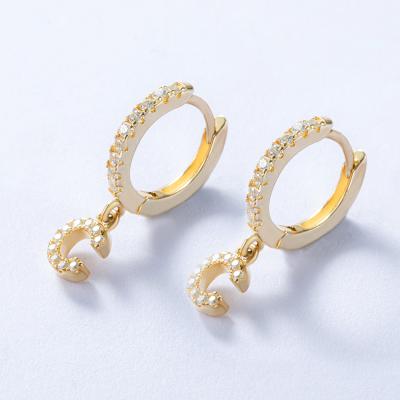 China Environmental friendly high end manual drop huggie earrings silver jewelry 925 sterling earring with letter for sale