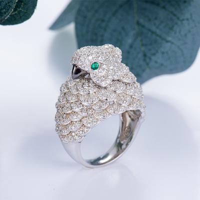 China Personalized Unique Design 925 Jewelry Animal Cubic Zirconia Bird Sterling Silver Ring Custom Made Environmentally Friendly For Women for sale