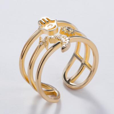 China Fashion Environmental Friendly Custom Jewelry Gold Plated 925 Sterling Silver Adjustable Open Ring Women for sale