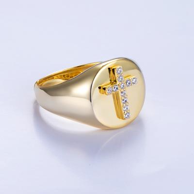 China Exquisite Seal Faith Ring 925 Sterling Silver 18K Jewelry Classic Cross Jewelry Wholesale Environmentally Friendly Exquisite for sale