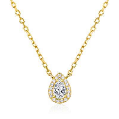 China Dro Environmental Friendly Zircon Water Jindian Necklace S925 Environmental Protection Jewelry Sterling Silver Simple Gold Plated for sale