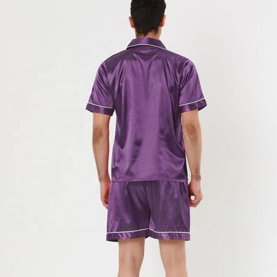 China Breathable On Sale Purple High End Mens Sexy Sleeved Tops Shirt Shorts Pajamas for sale