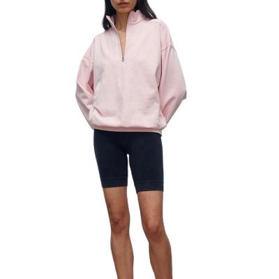 China Wholesale Breathable Pink Zipper Design Lapel V-Neck Sweater Knee Length Women's Long Casual Two-Piece Suit for sale