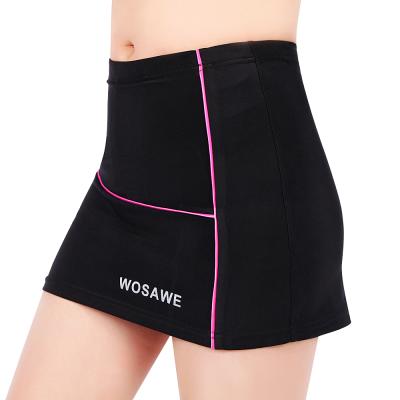 China WOSAWE Antibacterial Women Cycling Shorts Skirts 4D Padded Black Gel Underpant Bicycle Bike Underwear Size S-XL for sale