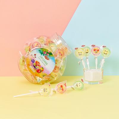 China Full size plastic bottle pack lollipop for retail grocery store fruity candy lollypop for sale