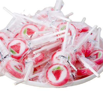 China Natural Strawberry Lollipop Hard Lollipops for sale