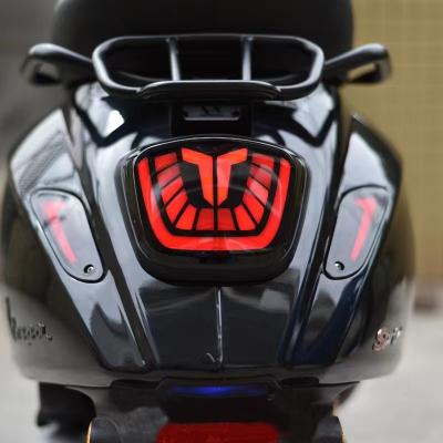 China Plastic Motorcycle Modified LED Water Tail Brake Lights Vespa Spring Sprint 150 Blacked Taillights for sale