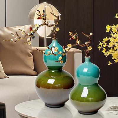 China China Chinese Zen Home Decoration Ceramic Vase Creative Ornament Celadon Squash Flower Arrangement for sale