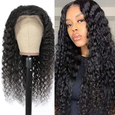 China 13x4 Raw Indian Deep Wave Human Hair Lace Wig Deep Wave Frontal Wig Pre Pluck Lace Wig Natural Hairline RUBE for sale