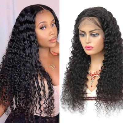 China Peruvian Deep Wave Hair Wholesale Free Shipping Raw Cuticle Aligned Hair Deep Wave 13x4 Lace Front Human Hair Wigs RUBE for sale