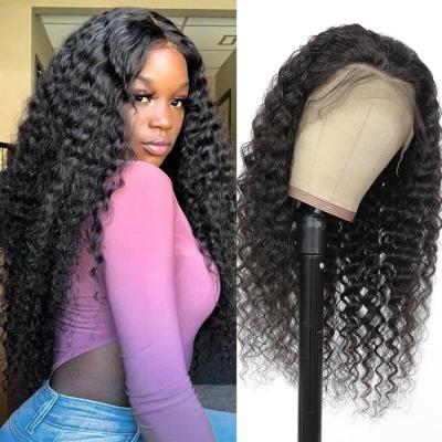 China Free Samples Deep Wave 13x4 Lace Front Wigs Wholesale Malaysian Hair Cuticle Aligned Hair Deep Wave Wig No Tangle RUBE Hair for sale